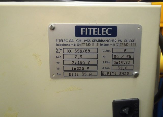 ELECTRICAL TRANSFORMER FITELEC / DX 350/88 9827 located at Provendum exhibition in Laussanne (the photo contains one of the item in stock) ELECTRICAL TRANSFORMER FITELEC / DX 350/88 (9827)